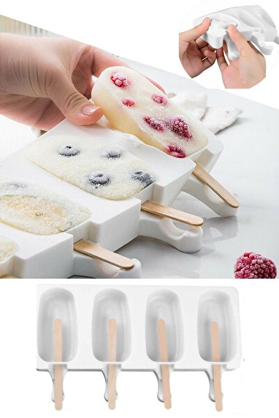 EARABUL Arispa Magnum Dondurma Kalıbı 4'lü Büyük Boy Pratik Magnum Silikon Do...