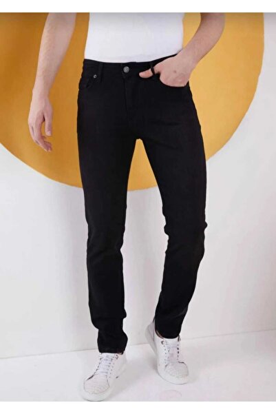 KING SEZAR Μαύρο ανδρικό τζιν παντελόνι Slim Fit Lycra - Tom Raider