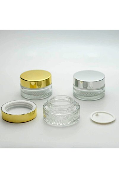 D&B YOL Krem Kavanozu 30 Ml (2 Adet) Boş Şeffaf Gri Kapaklı Cam Kutu
