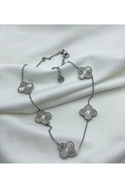 BALM STORE Women's 4 Leaf Silver Model Stainless Steel Necklace