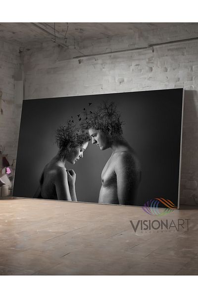 CANVASUM Double Design Grey Shades Woman-Man Decorative Canvas Picture