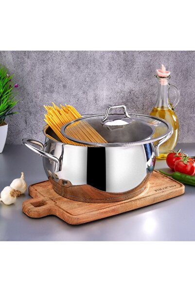 PoloChef Proline 18/10 Cr-ni Paslanmaz Çelik Derin Güveç Tencere Kapaklı 30 Cm
