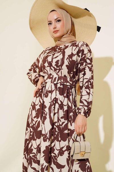 YILMAZBARMAZ γυναικείο φόρεμα με λουλούδια - με ζώνη