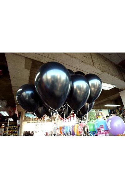 Deniz Party Store Black Metallic Latex Balloon 10 Pieces