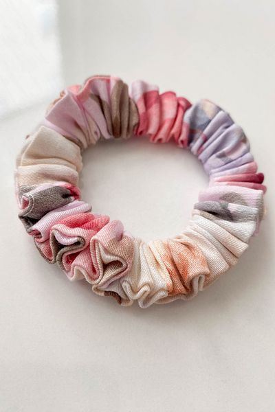 By Nur Erten Satin Elastic Rose Print Scrunchie Hair Clip - XS