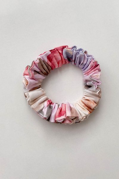 By Nur Erten Satin Elastic Rose Print Scrunchie Hair Clip - XS