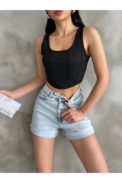 VivaJoy Corset Look Women's Crop Blouse