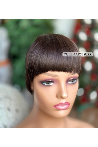 Queen Nelly İthal Fiber gerçek doğal görünüm perçem kahkül postiş peruk çıtçı...