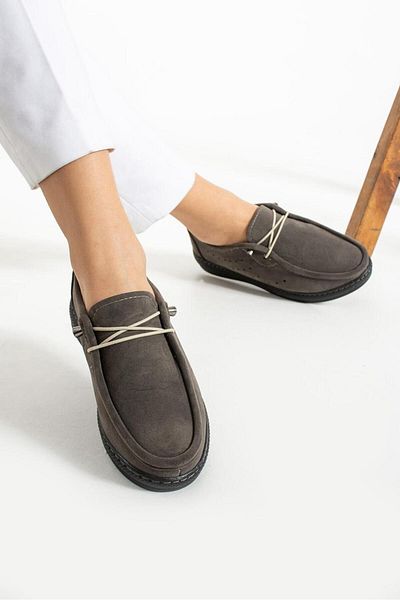 HKM shoes New Season Women's Daily Lightweight Seasonal Comfortable Full Orthopedic Lace-up Loafer Casual Suede Shoes