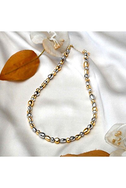 İlayda illys Gold Silver Boru Plaka Dövme Kolye