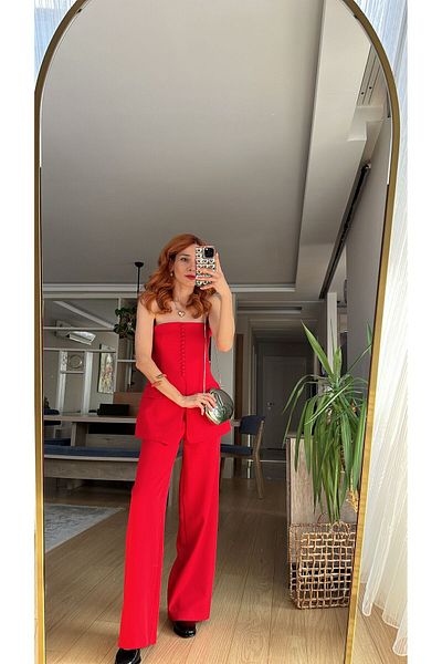 bonnline Strapless Red Suit Set