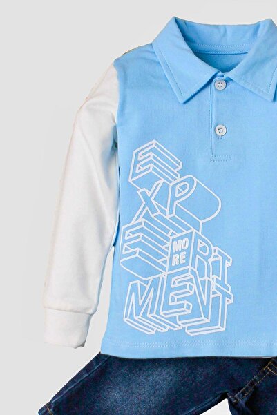 Kidex’s Baby Erkek Bebek Polo Takım Kot Pantolon Üst İkili Takım