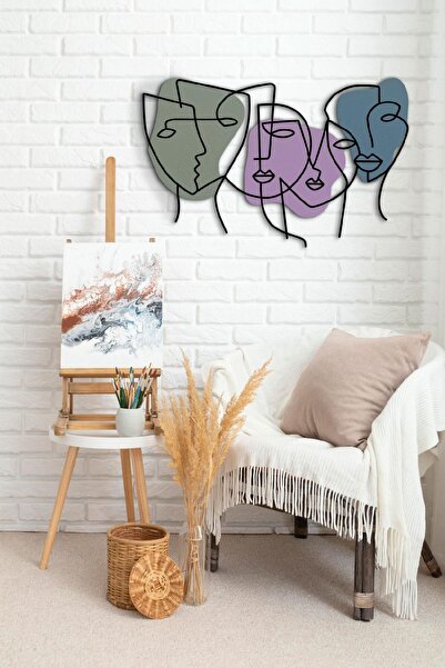 Doreline DoreArt Women Ahşap Detaylı Metal Duvar Tablosu, Ev Ofis Duvar Panosu