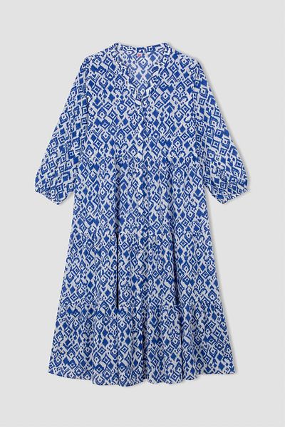 DeFacto Be in Love Print Langärmliges Maxi-Strandkleid - B5790AX24SM