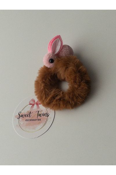 Sweet twins accessories مشبك بيجل مطاطي من القطيفة على شكل أرنب