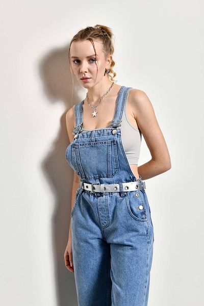 Calisa Salopetă de damă din denim cu bretele - Salopet Jean