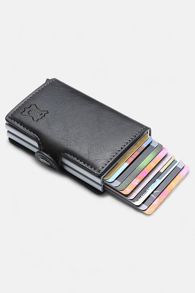 Lederax Double Mechanism Leather Men's Card Holder Wallet