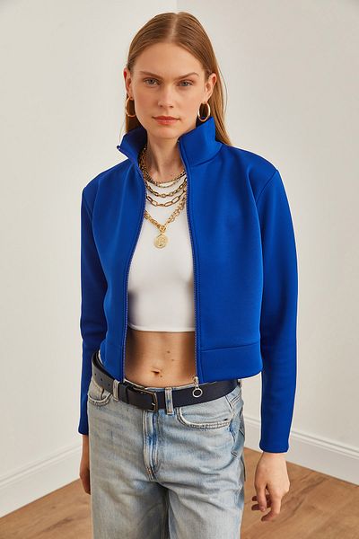 Olalook Saks Blue Scuba Women's Jacket - Zippered, CKT-19000362