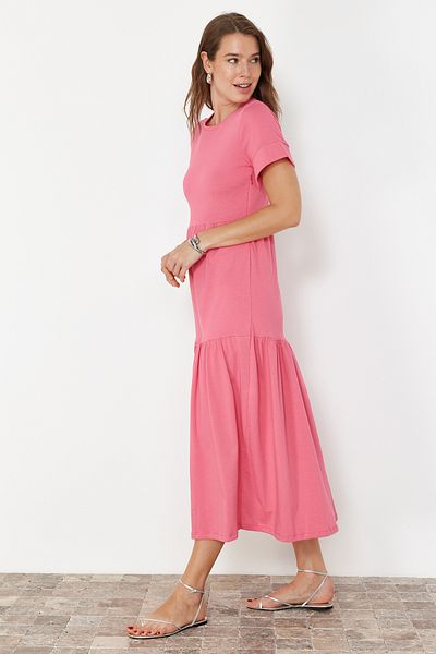 Trendyol Collection Рожева кофта міді з коротким матовим рукавом TWOSS24EL00132