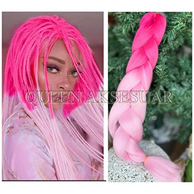 Queen Nelly Trend Afrika Brezilya rasta örgüsü Jumbo barbie neon 2li pembe ör...