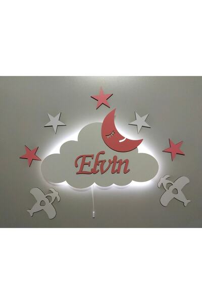 fabrikahşap إضاءة LED ليلية على شكل سحابة خشبية مزخرفة لغرفة الأطفال