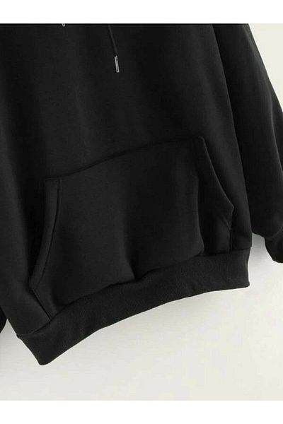 blackjack giyim Blackjackwear Унисекс обикновен черен суичър с качулка