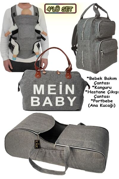 USF Portbebe Ana Kucağı + Bebek Taşıma Kanguru + Bebek Bakım Çantası 3 Lü Set...