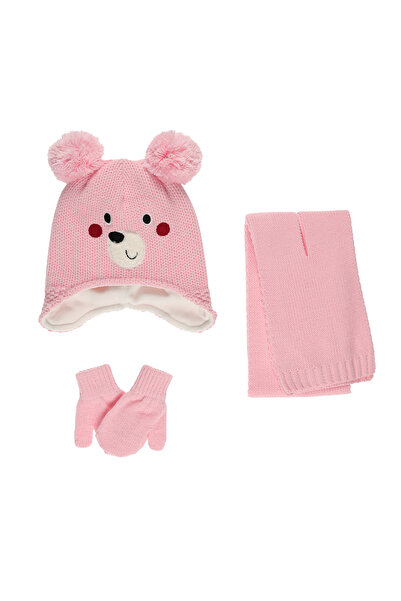 Panço Kız Bebek Atkı Bere Set