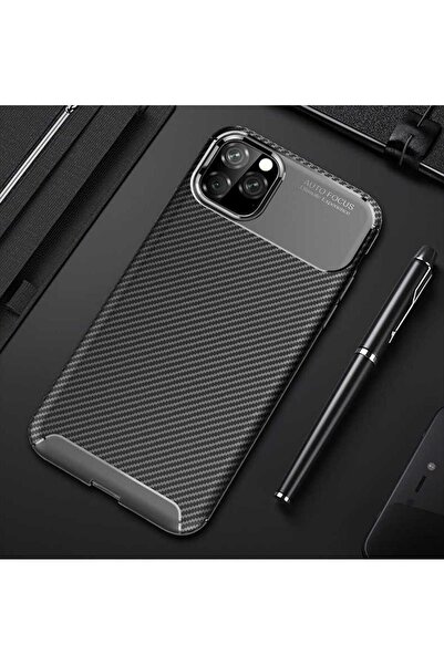halkhouse iPhone 11 Pro Kılıf Negro Silikon Karbon İz Yapmaz Kapak