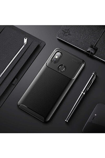 halkhouse Xiaomi Redmi Note 6 Pro Kılıf Negro Silikon Karbon İz Yapmaz Kapak
