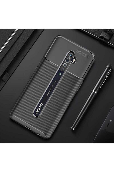halkhouse Oppo Reno 2Z Kılıf Negro Silikon Karbon İz Yapmaz Kapak