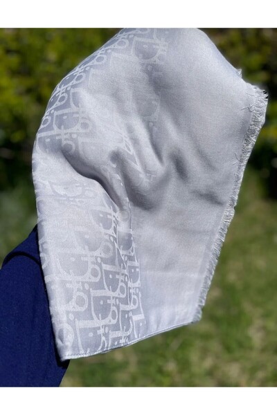 Nine Gray Cotton Jacquard Patterned Shawl
