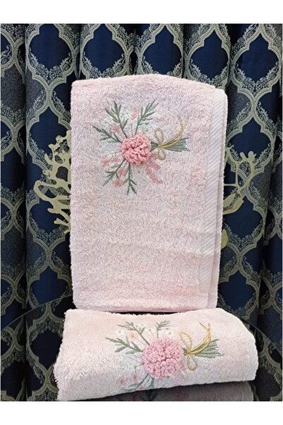 NİVEMESHOME Nivemeshome Розова бамбукова бродирана кърпа 50*90 Pololife