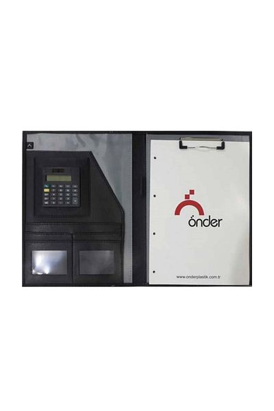 Önder Black Faux Leather - A4 Luxury Secretarial Dubai with Calculator