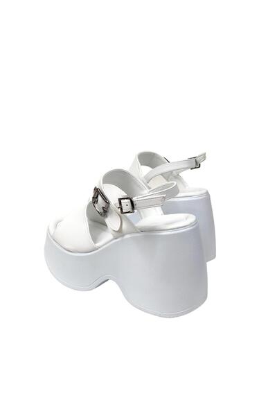 bescobel White Buckle High Heel Women's Sandals - Dagna 10cm