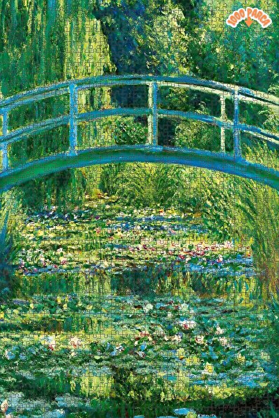 Teona Ahşap Nilüfer Göleti - Claude Monet Çift Katlı Çerçeveli Asılabilir Ahş...