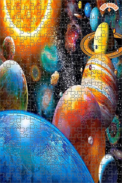 Teona Ahşap Gezegenler ve Uyduları Dekoratif Çift Katlı Çerçeveli Asılabilir ...