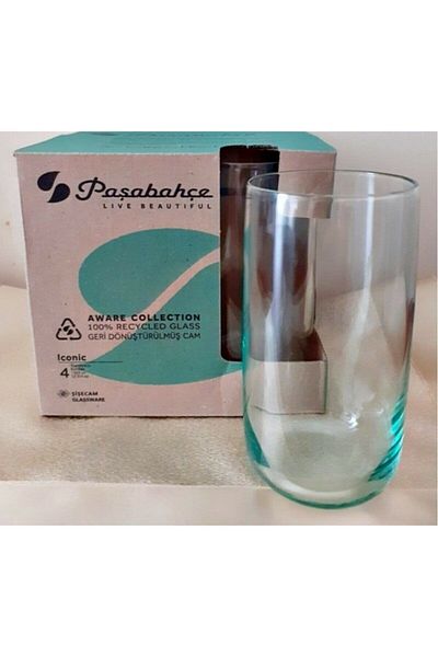 Paşabahçe 420805 Aware Iconic 4-Piece Green Soft Drink Glass 365cc