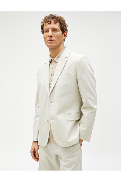 Koton Summer Jacket Blazer Linen Blend Buttoned with Pocket Detail