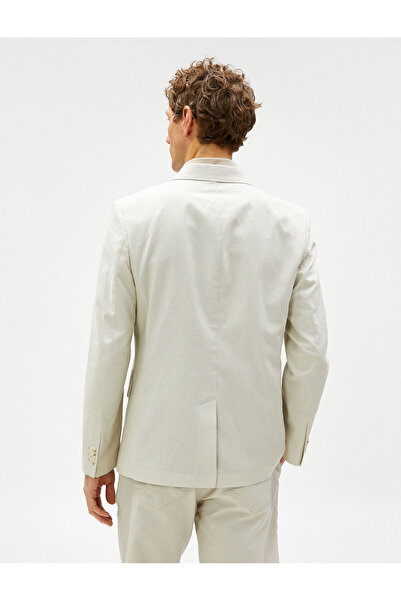 Koton Summer Jacket Blazer Linen Blend Buttoned with Pocket Detail