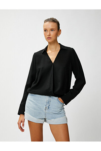 Koton Košilový límec halenka s dlouhým rukávem