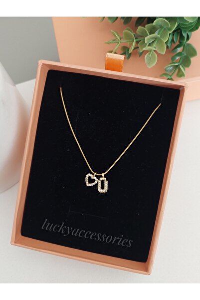 LUCKY ACCESSORIES الصلب الحد الأدنى رائعة حجر الزركون رسالة وقلوب المرأة الصل...