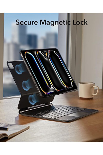 m.tk moveteck İpad Pro 13 inç M4 7. Nesil Uyumlu Klavyeli Kılıf Magic Keyboard Touchpad Akıllı Bluetooth Işıklı