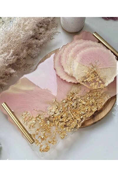 Sultan Tasarım Büyük Boy Altın Varaklı Dalgalı Desenli Söz Nişan Damat Epoksi...