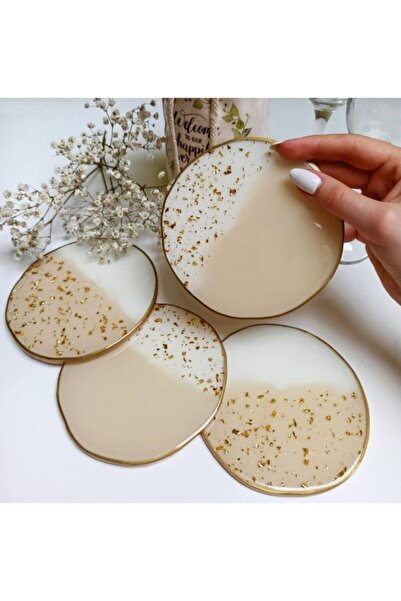 Sultan Tasarım طقم قواعد أكواب إيبوكسي مكون من 4 قطع