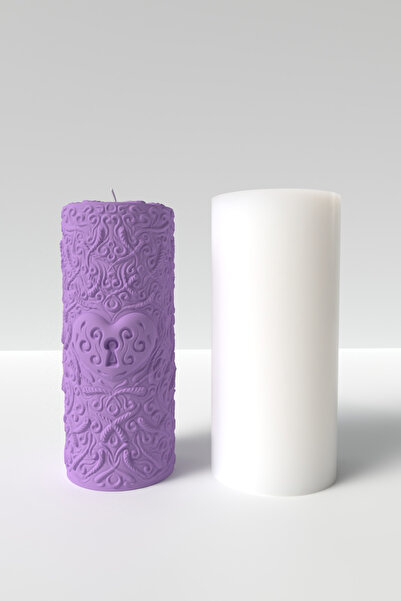 Cageartstudio Desenli Kalp Kilidi Mum Silikon Kalıp -  Kalp ve Anahtar Desenl...