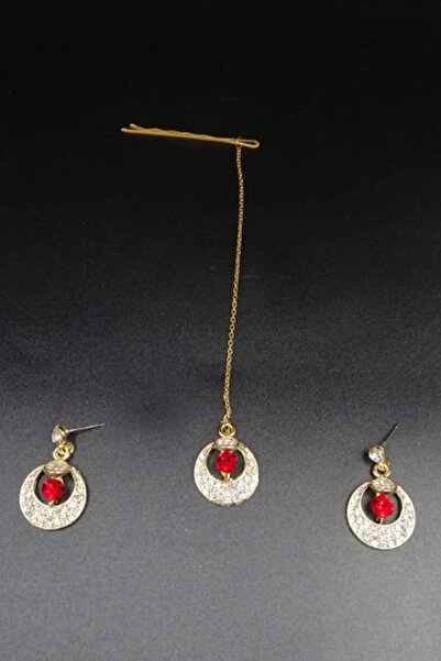 Kaftan Collection 3 Piece Indian Earrings and Forehead Set