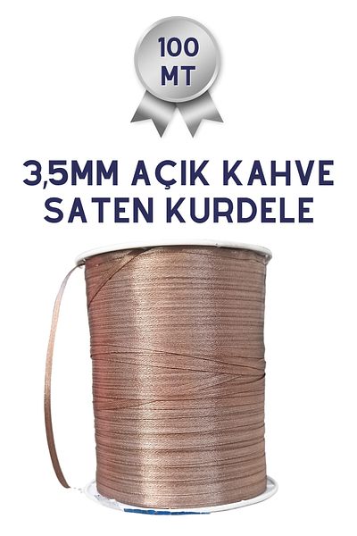 Netsan Etiket Ανοιχτό καφέ σατέν κορδέλα - 3,5mm