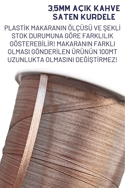 Netsan Etiket Ανοιχτό καφέ σατέν κορδέλα - 3,5mm