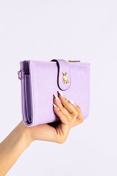 Getcho David Jones Jonna Women's Purple Chain Strap Cover Zip-Up Long Wallet Multi-Eye Handheld Wallet